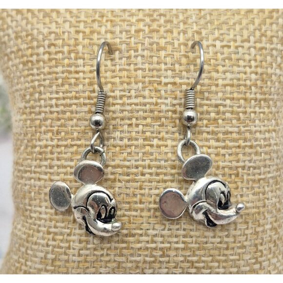 Vintage Disney Sterling 925 Mickey Mouse Earrings and Box Chain Necklace Set - Picture 6 of 11